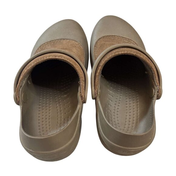 Womens Crocs Troika Brown Slip-On Clogs With Faux Suede Upper Ankle Strap Size 9 - Picture 6 of 8
